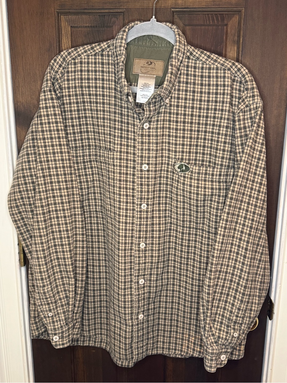 Vintage Mossy Oak Apparel Earth Tone Plaid Flannel